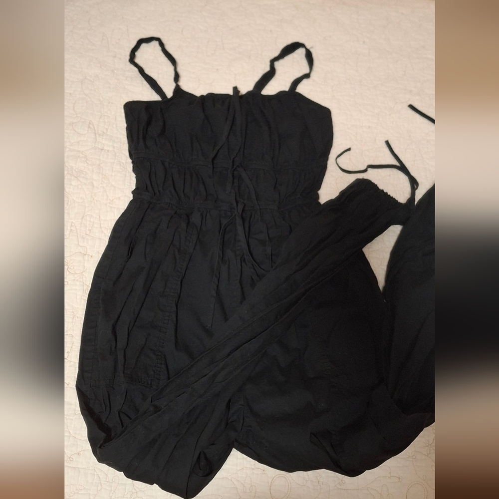 Black Cotton Scrunch Jumpsuit 🖤